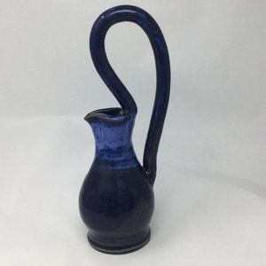 Small Water Pitcher Vase Blue Handmade